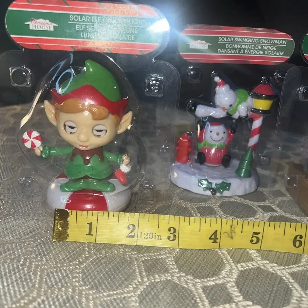 HOLIDAY Themed solar powered dashboard dancers Lot 4- Santa w List, Snowman, Elf